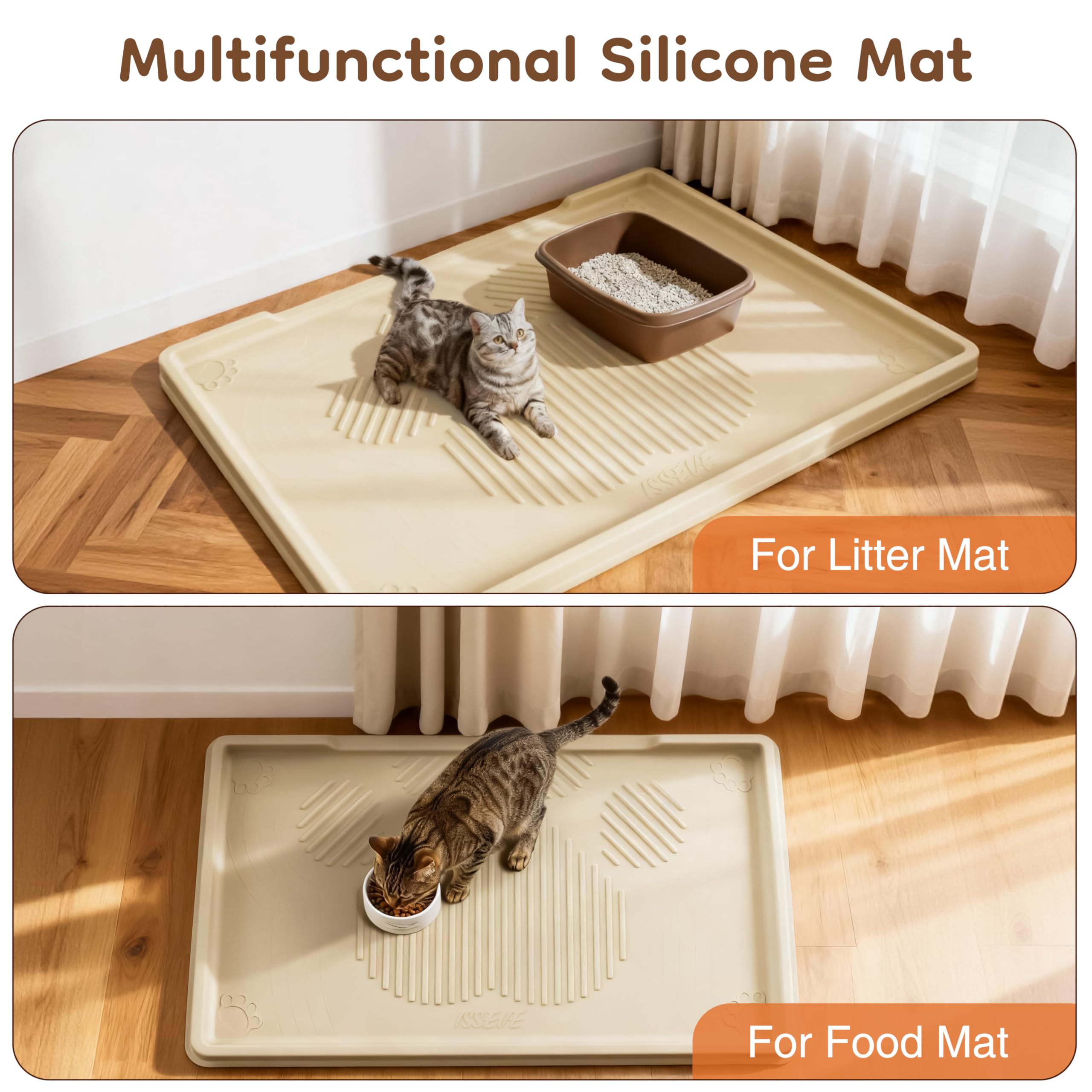 ISSEVE silicone mat texture highlights durable non-slip pet-friendly material.