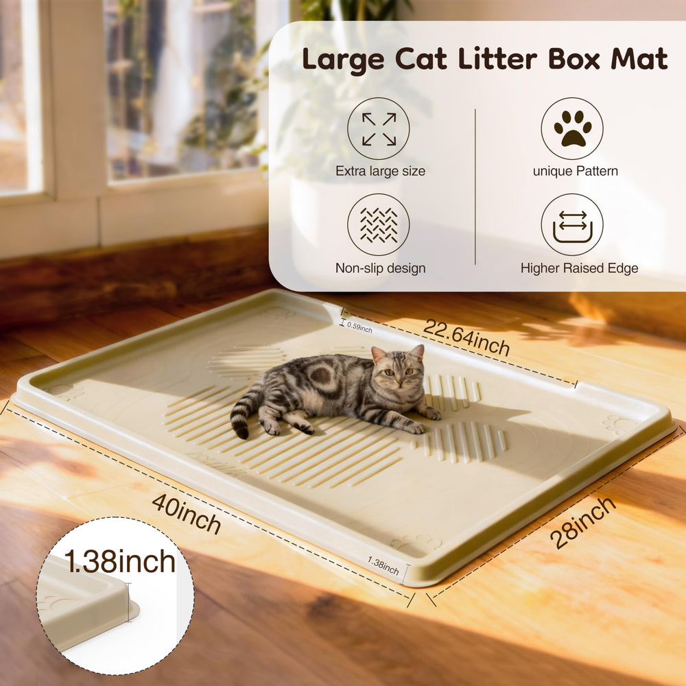 ISSEVE litter mat close-up shows 1.38-inch raised waterproof edge.
