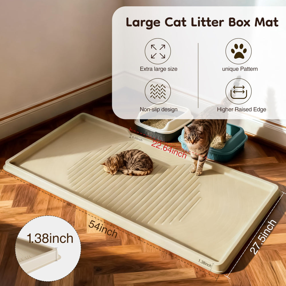 ISSEVE cat litter mat XXL waterproof raised edge blocks leaks and keeps floors dry.