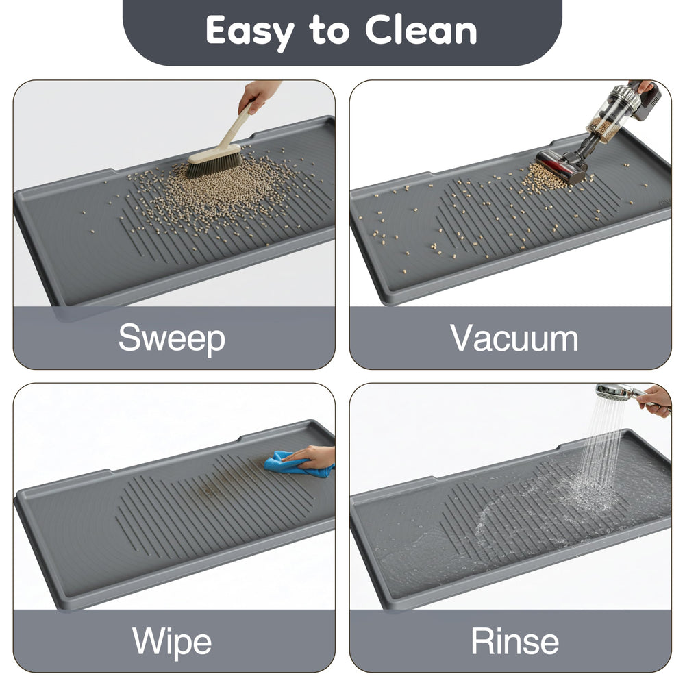 ISSEVE floor-protection mat helps reduce tracking and mess around the box.