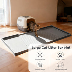 ISSEVE litter mat with 1.38-inch edge traps spills around the litter box.