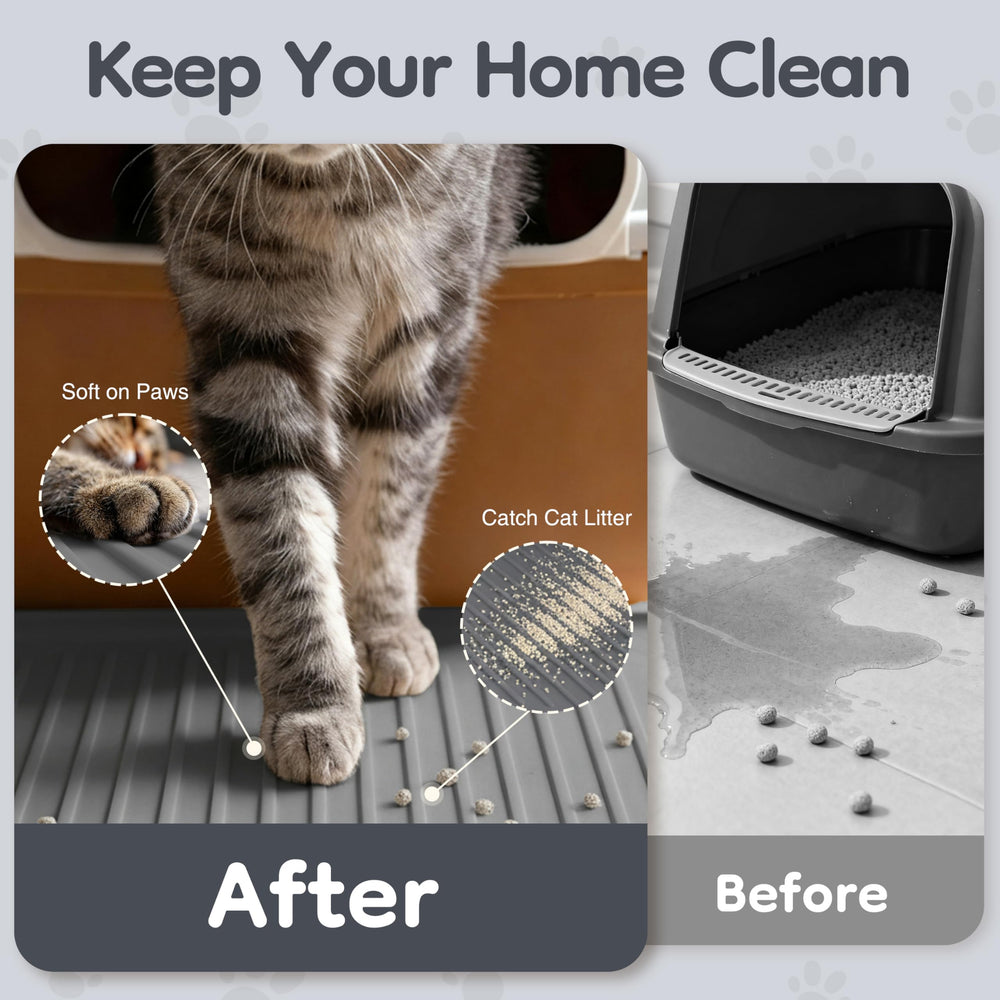ISSEVE urine-proof litter mat in dark grey protects floors from leaks.