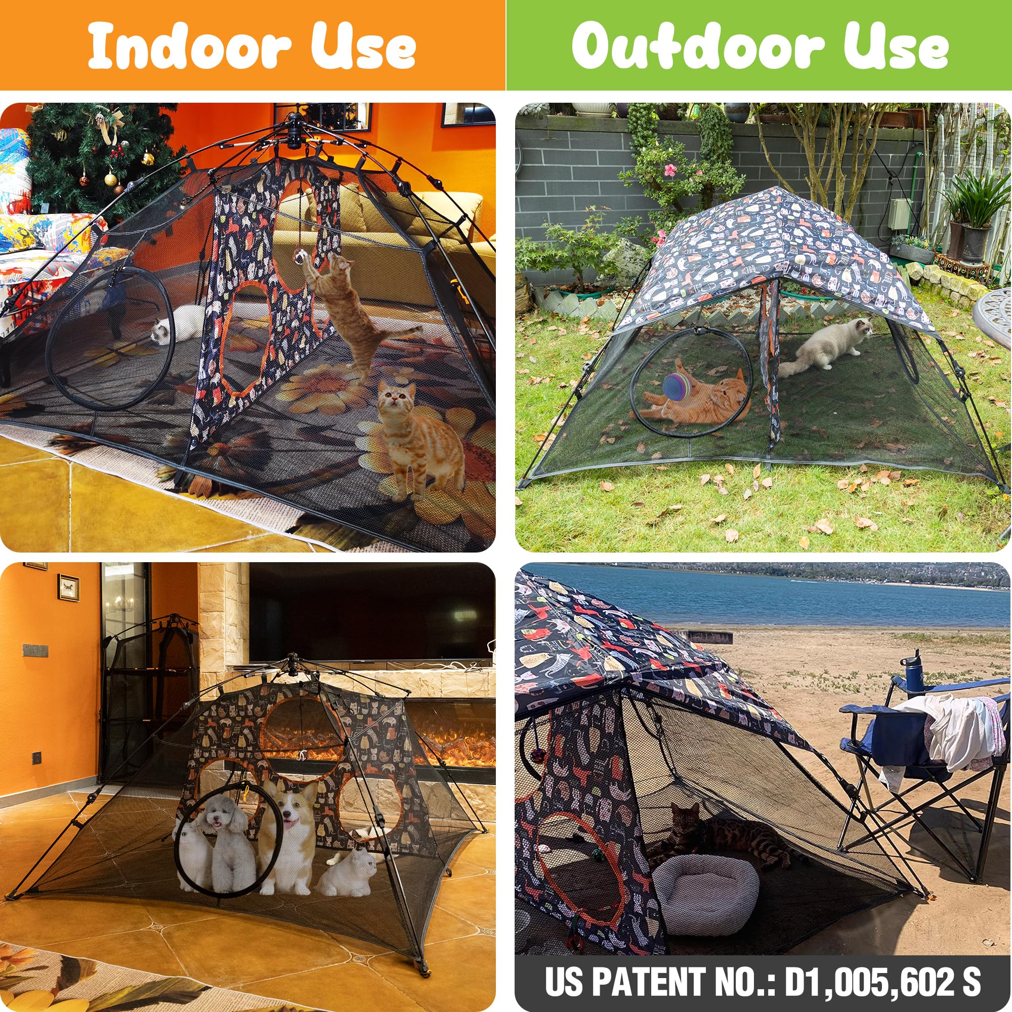 ITENT cat enclosure sunshade removable for flexible shade and sun naps