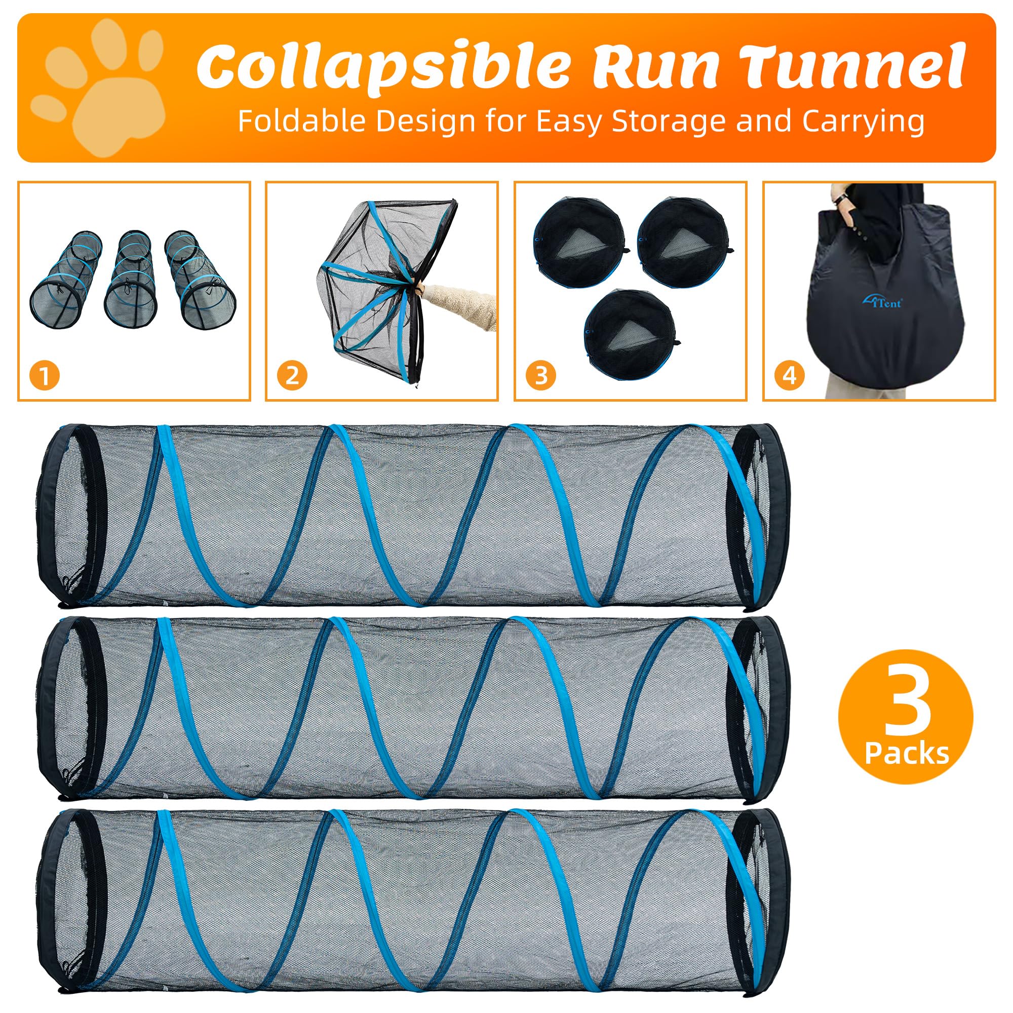 ITENT cat play tunnel interconnection feature shows how it can link to other cat tents.