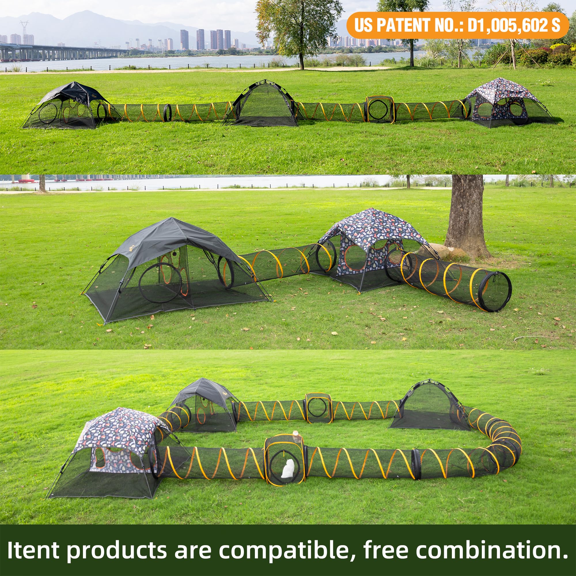ITENT outdoor cat play tent open design offers 360-degree pet visibility