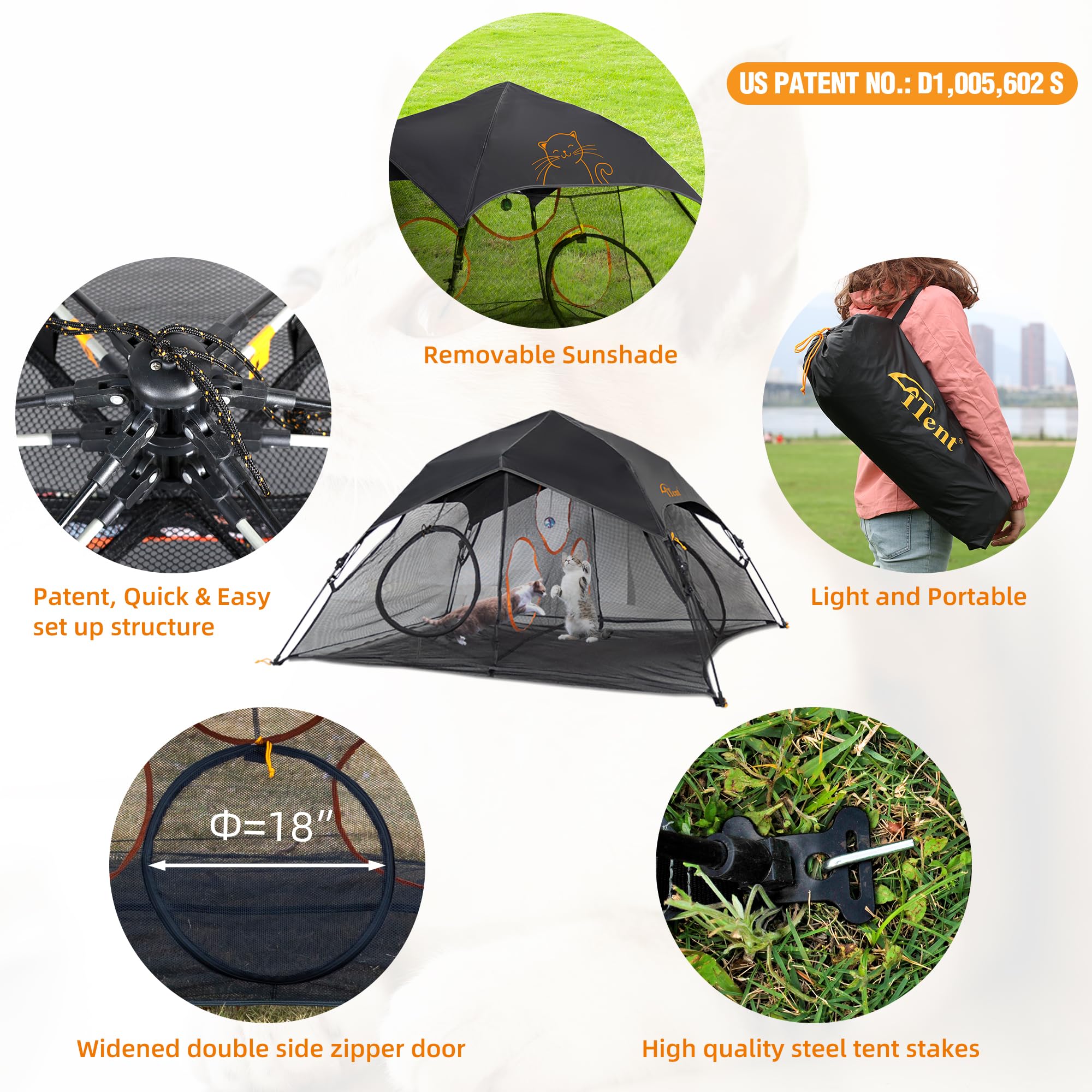 ITENT outdoor cat play tent sunshade option provides shaded rest spots