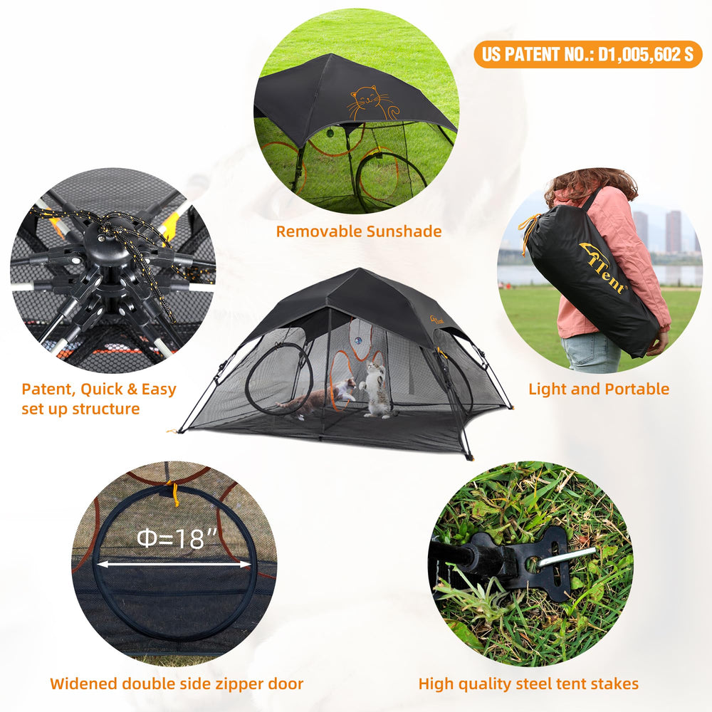 ITENT outdoor cat play tent sunshade option provides shaded rest spots