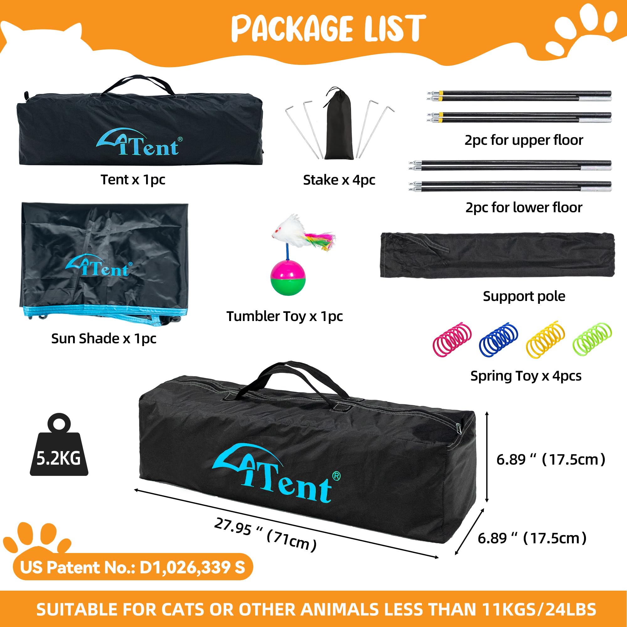 ITENT X-Large Catio carries in a compact carry bag after use for storage.