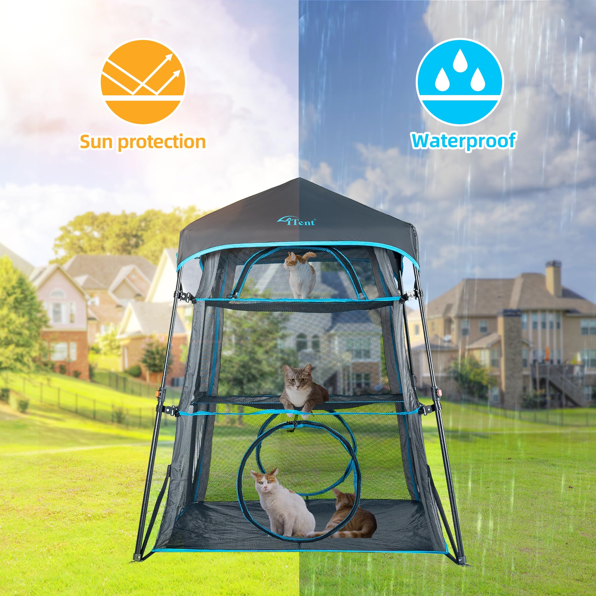 ITENT X-Large Catio durable pole and reinforced corners for stable indoor/outdoor use.