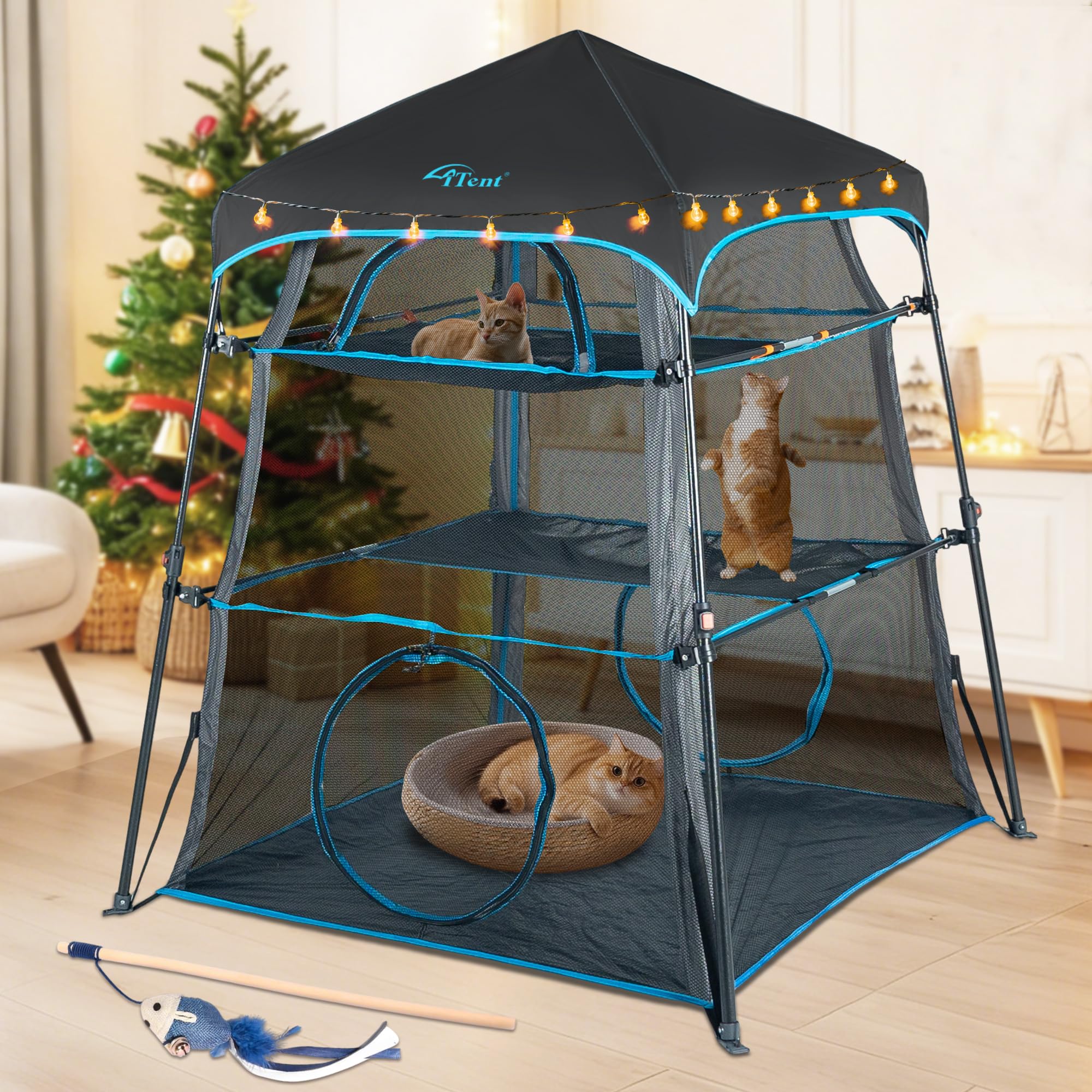 ITENT X-Large Catio with outdoor breathable mesh for safe, breezy play outdoors.