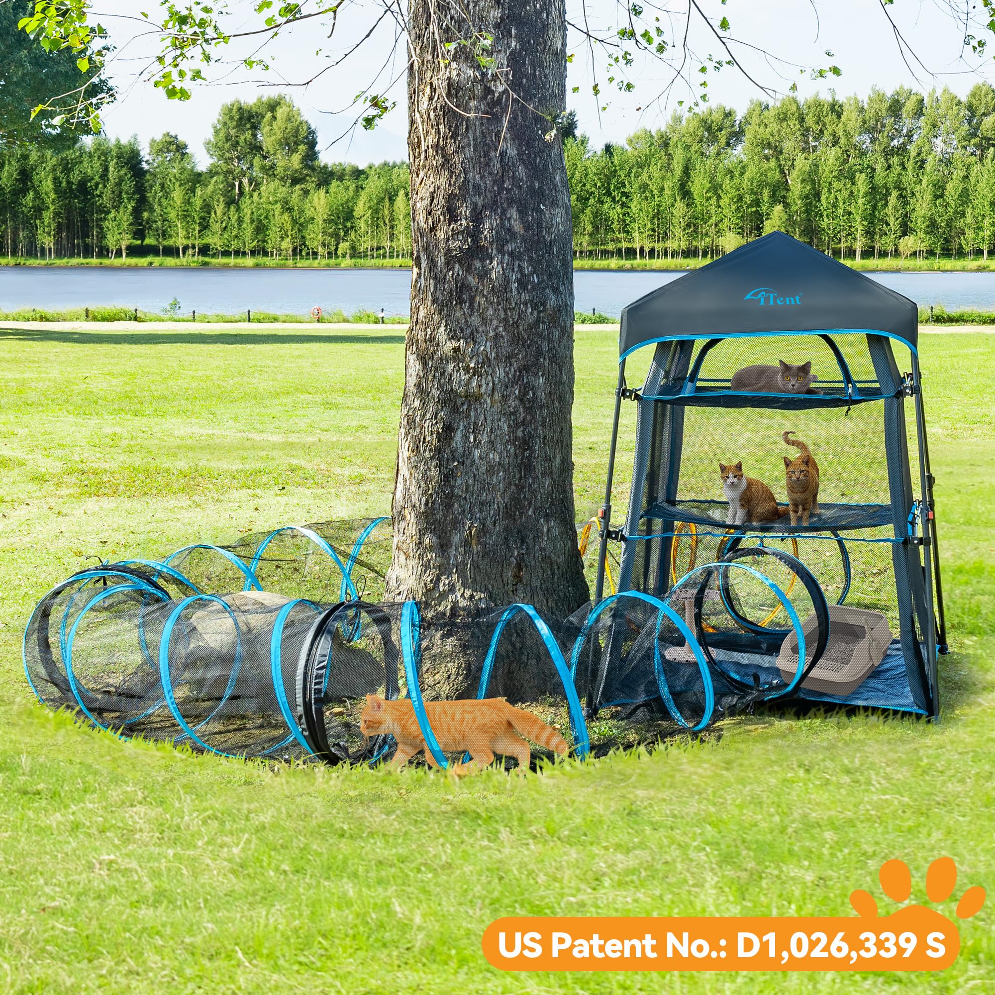 ITENT X-Large Catio three-tier indoor design provides climbing and lounging space.