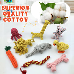 ITISMUNGO dog chew variety-pack with nine animal-shaped rope toys