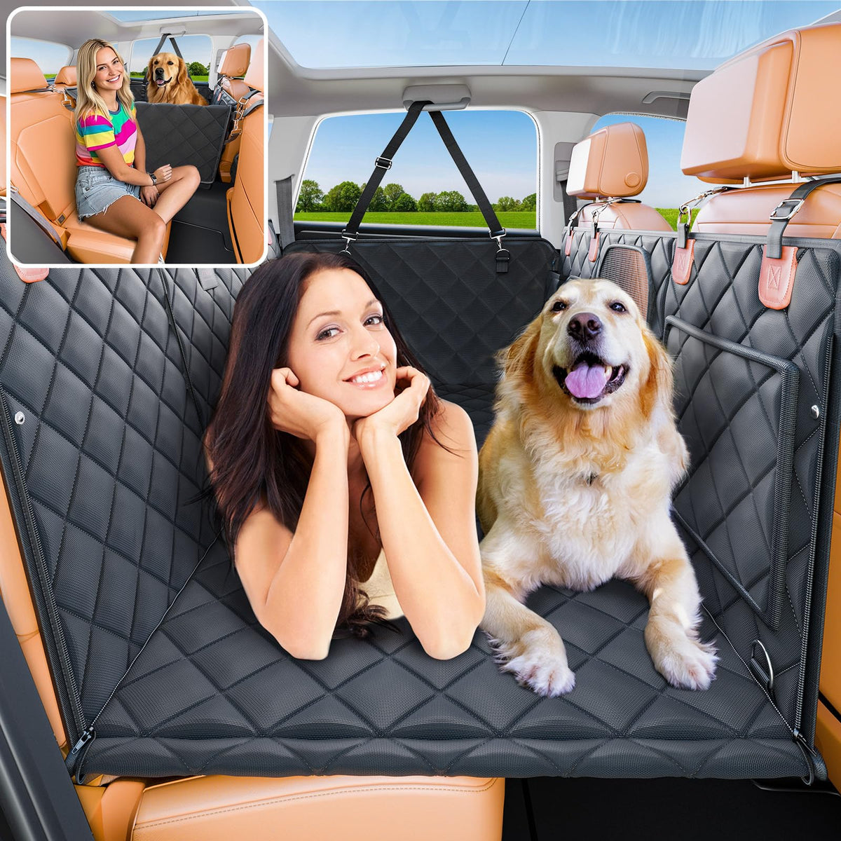 ITNAST convertible back seat extender folded for compact storage and quick setup.