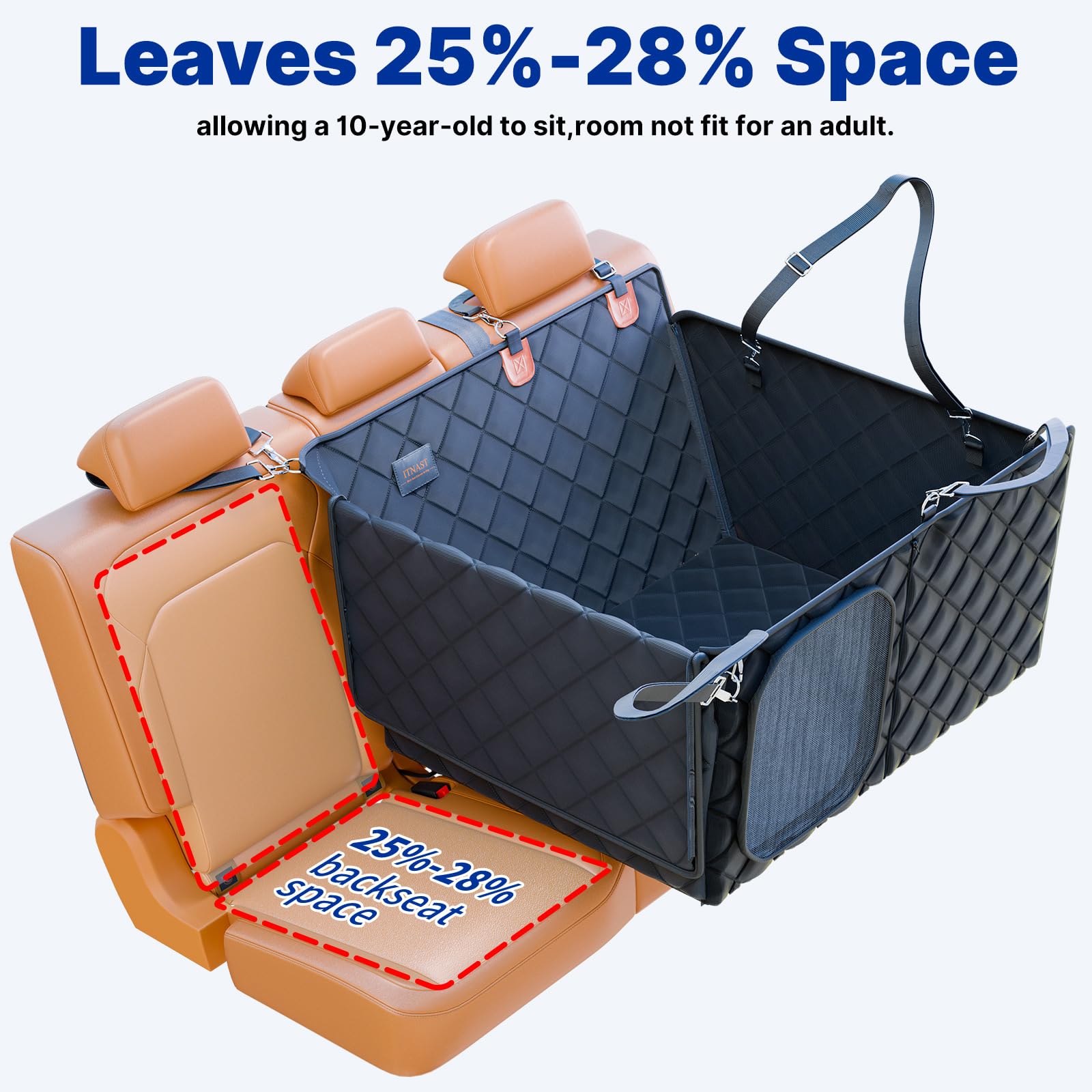 ITNAST dog travel bed offers ample room for relaxed rides.