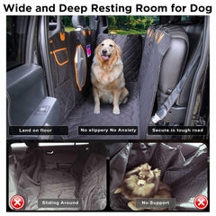 ITNAST XL dog seat cover hammock area shows roomy back space for dogs during trips