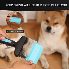 iToleeve brush undercoat removal demonstrates thorough tangles without scratching skin.