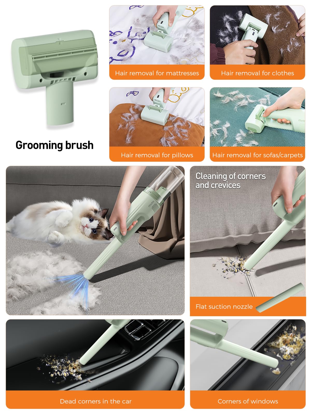 itutn cordless rechargeable pet vacuum handle for convenient grooming anywhere