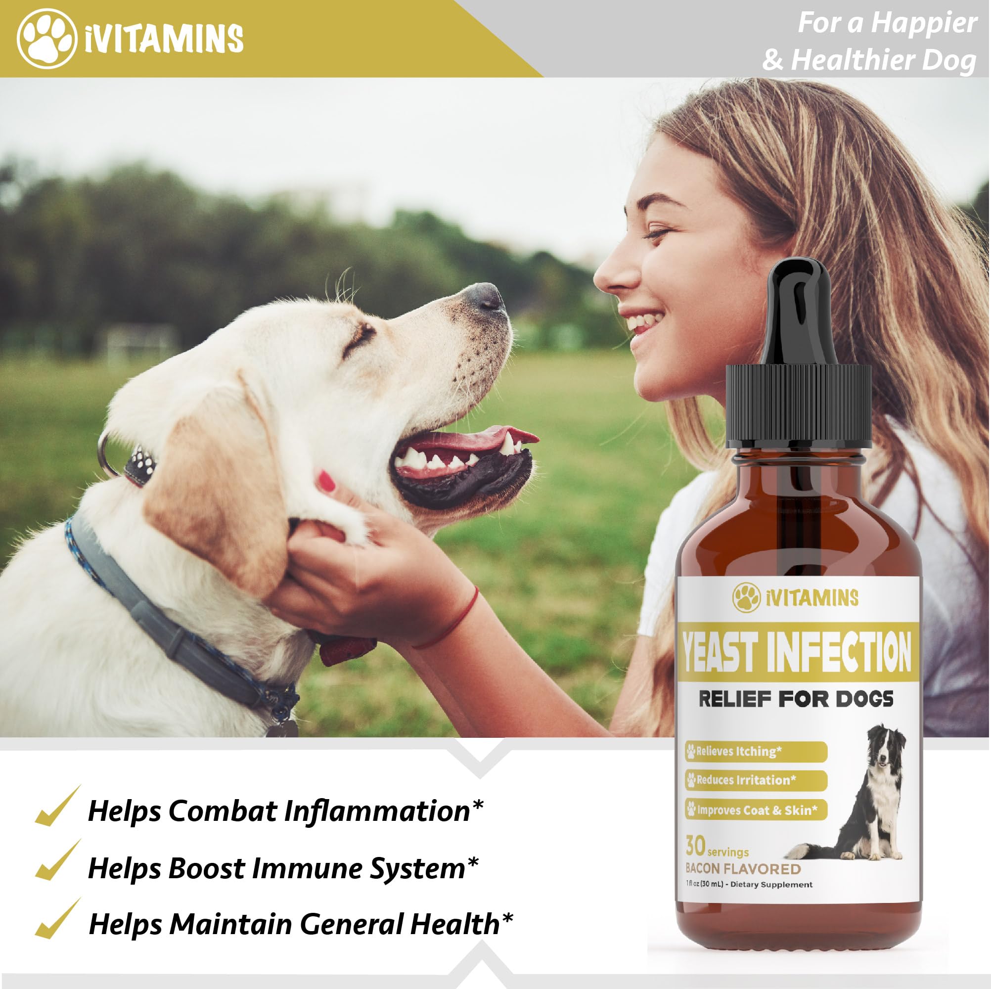 iVitamins cruelty-free non-GMO yeast drops support pet wellness without harsh additives