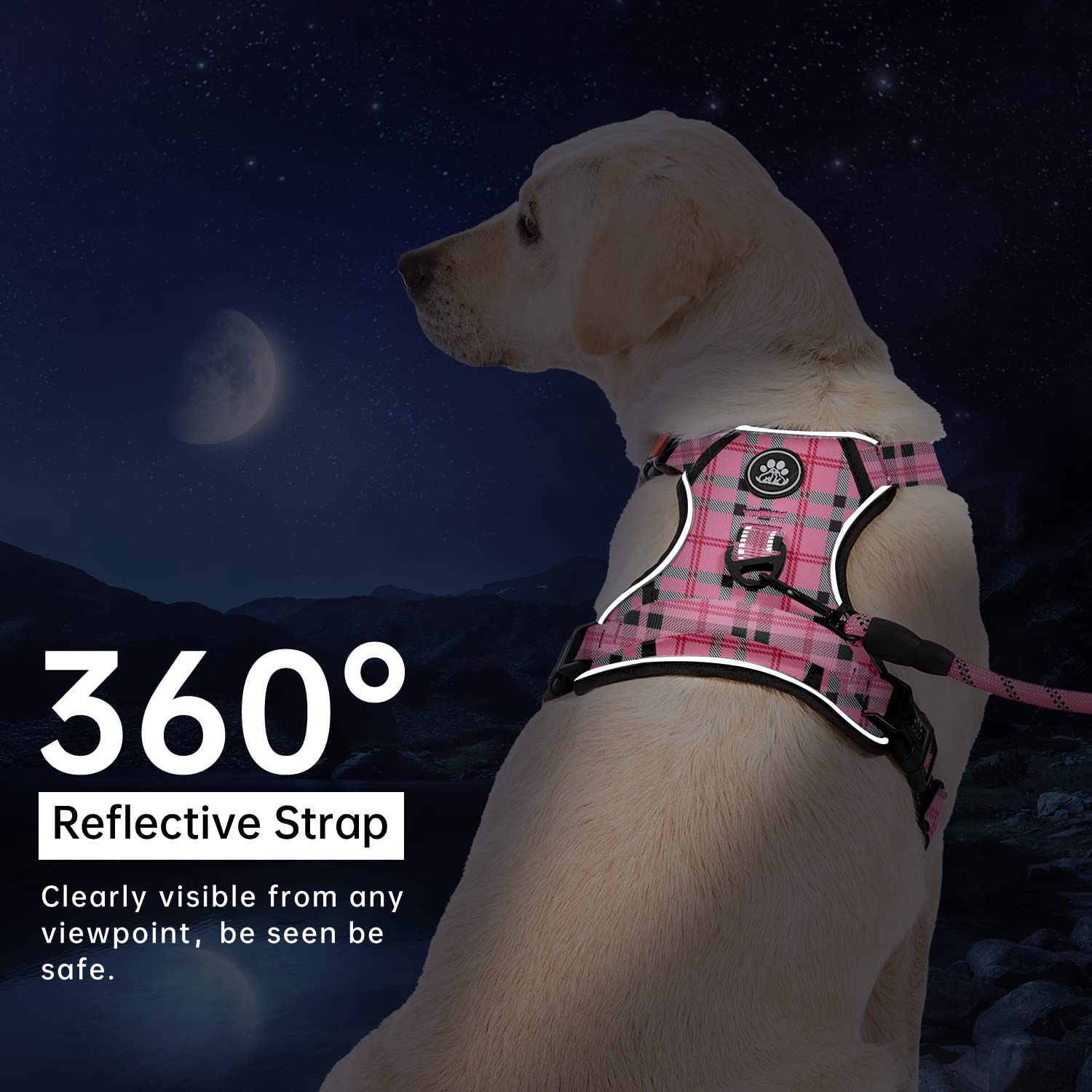IVY&LANE easy control handle aids gentle, confident guidance on walks.