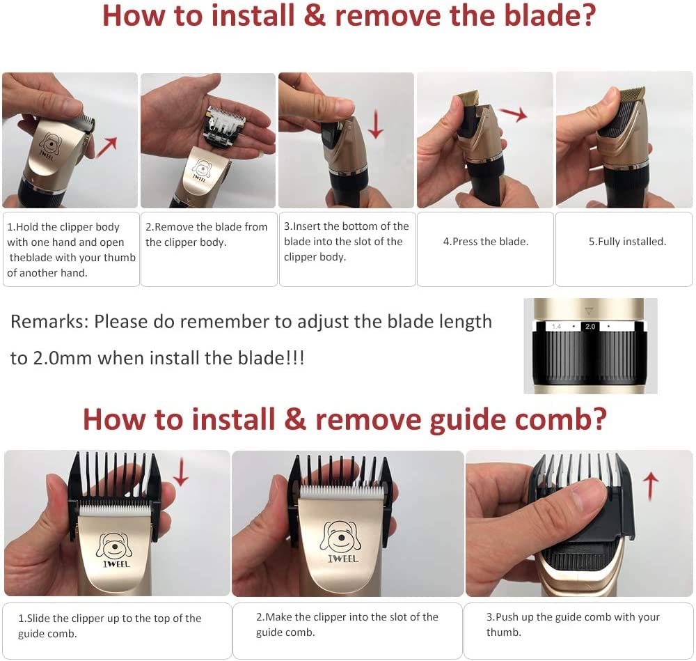 IWEEL dog-clippers-6-guide-combs ensure even-length results for neat coats.