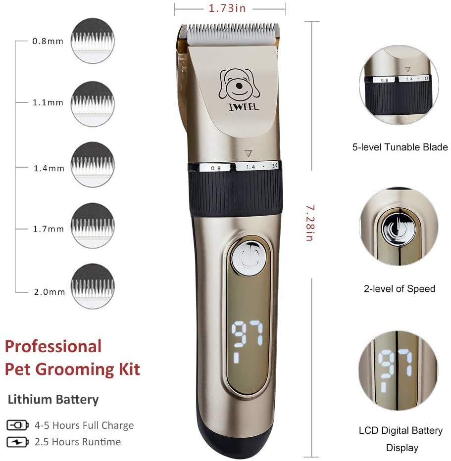 IWEEL grooming-kit-with-scissors-combs includes tools for a complete session.