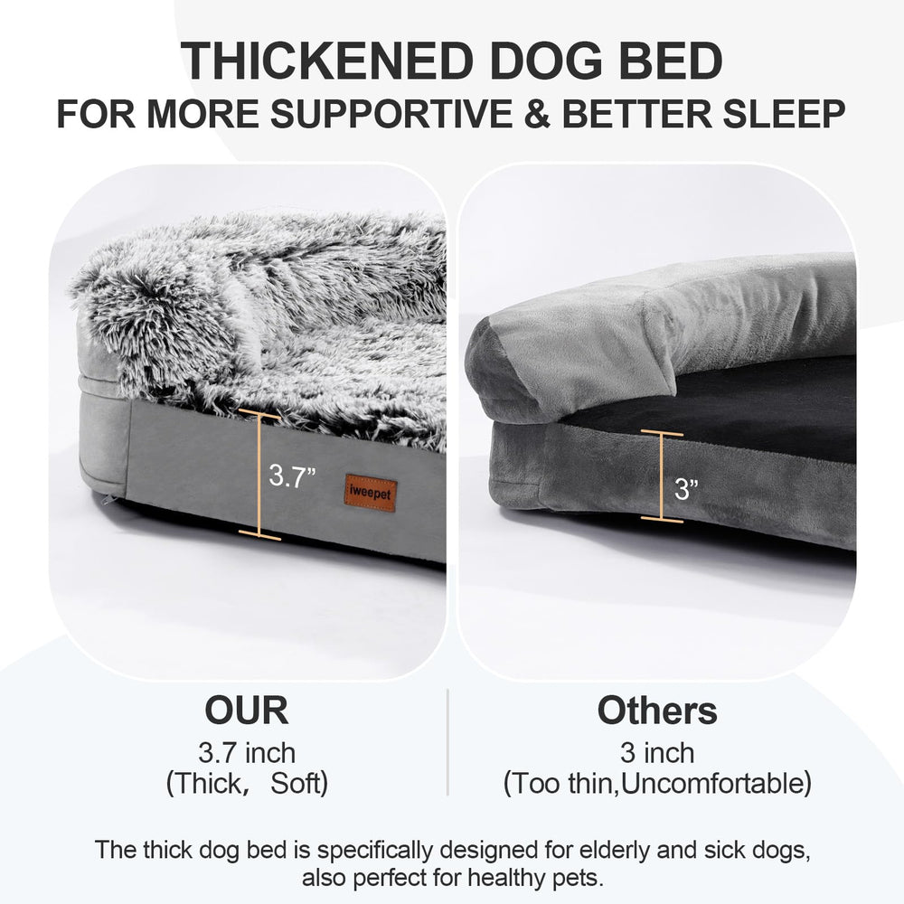 Iweepet 3.7-inch thick base cushions heavy dogs for lasting comfort.