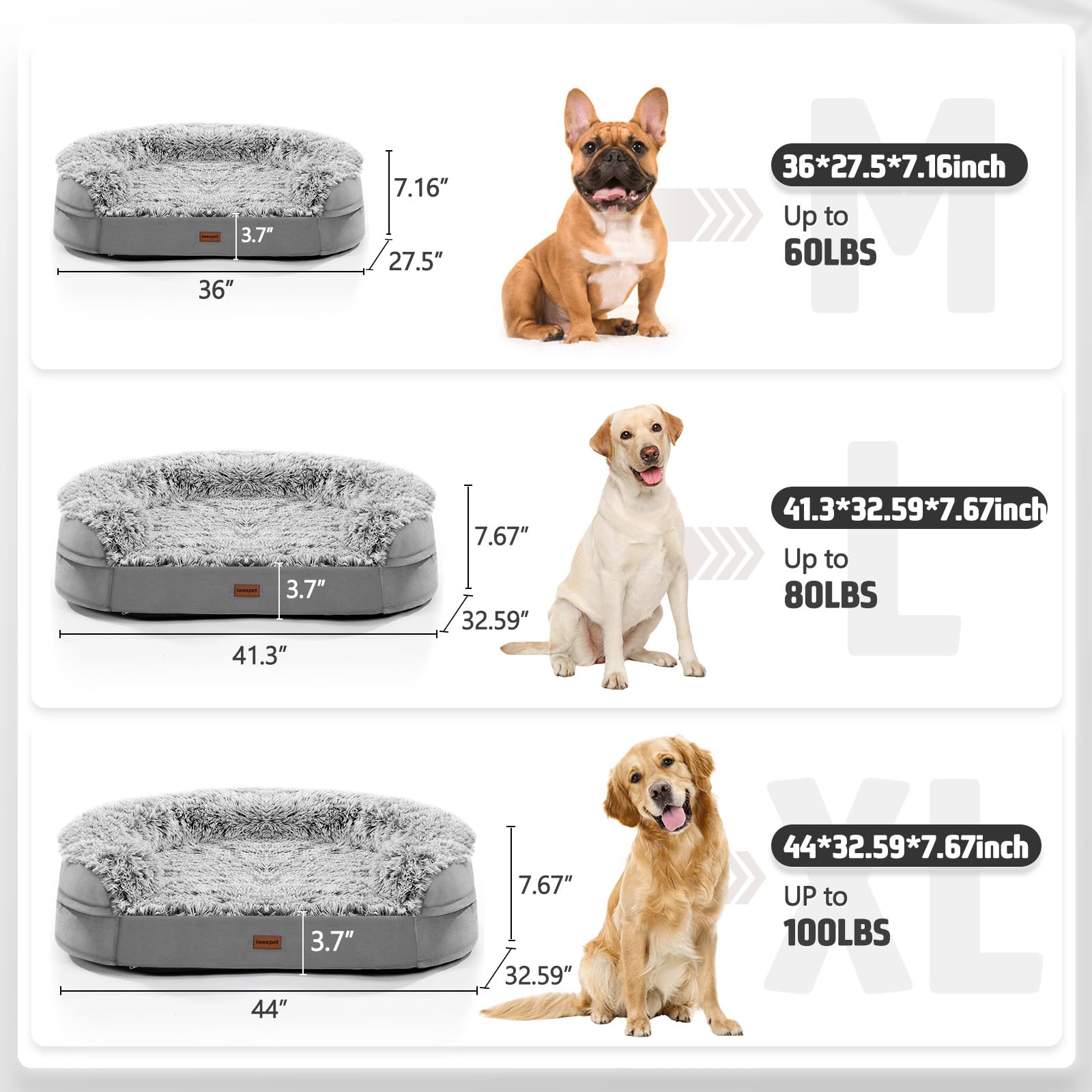 Iweepet dog resting on bed demonstrates spacious, comfortable lounging.