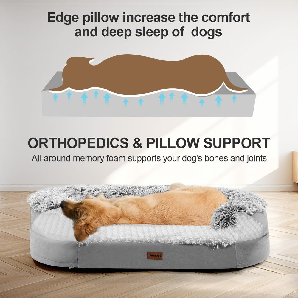 Iweepet orthopedic bolster supports head and neck for secure rest.