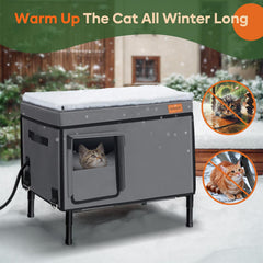 iweepet weatherproof heated cat house side view shows quick setup in minutes