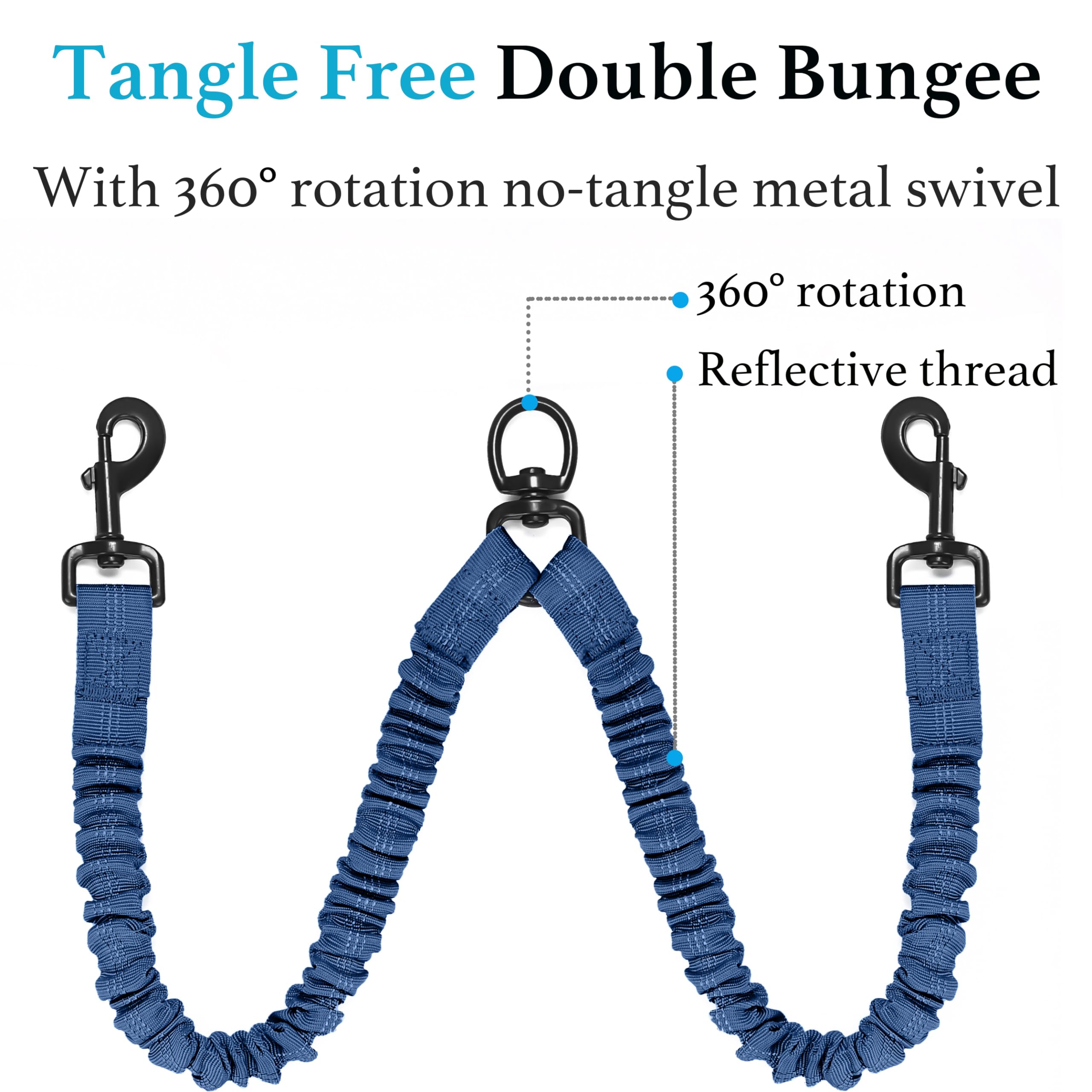 iYoShop Dual Dog Leash with comfort padded handles reduces rope burn on long walks.