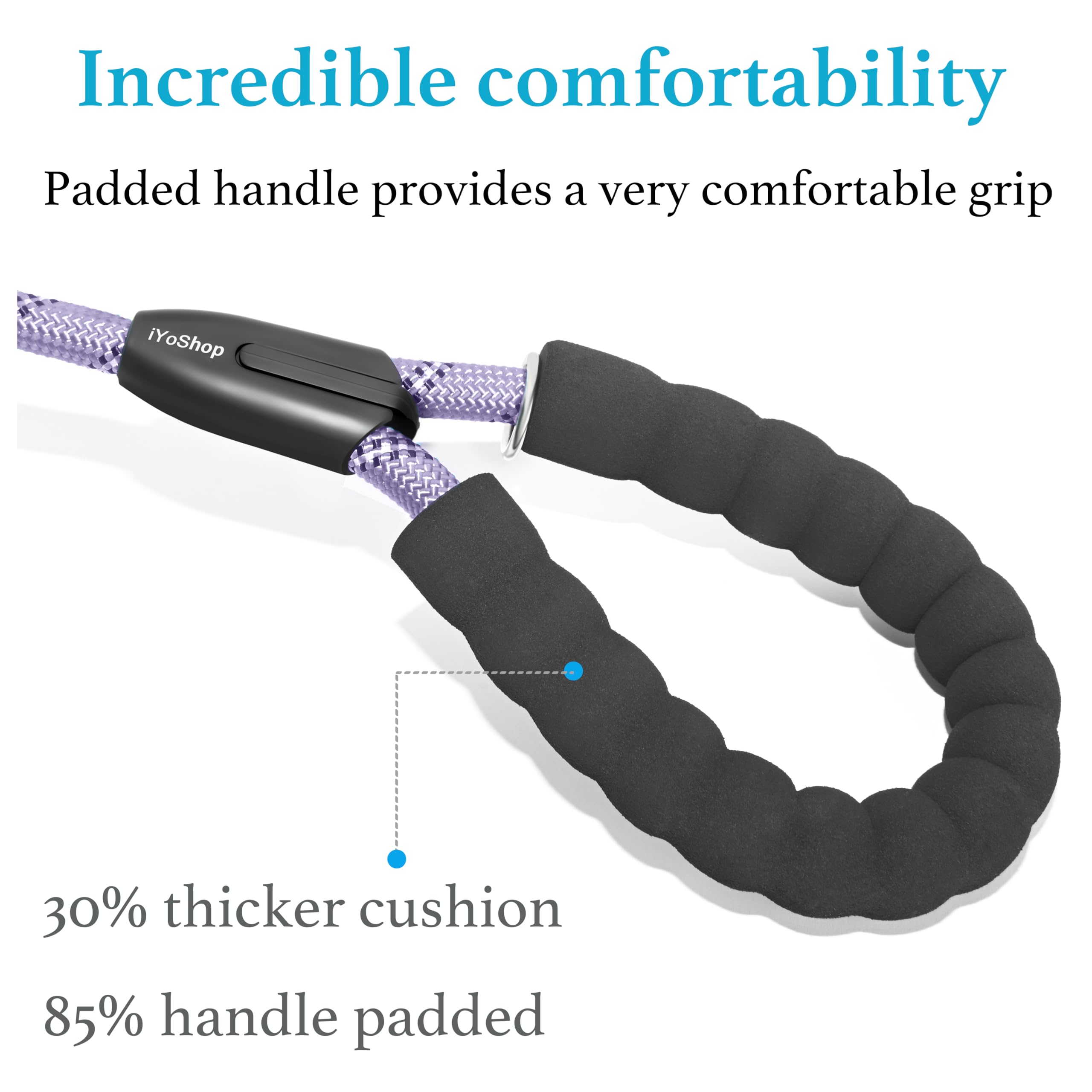 iYoShop dual dog leash padded handles provide a soft grip and protect hands on busy days.