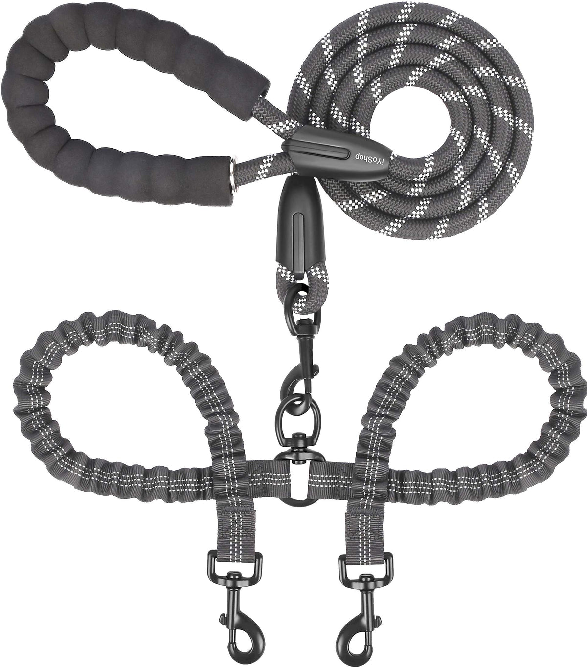 iYoShop Dual Dog Leash 360 swivel prevents tangles during walks.