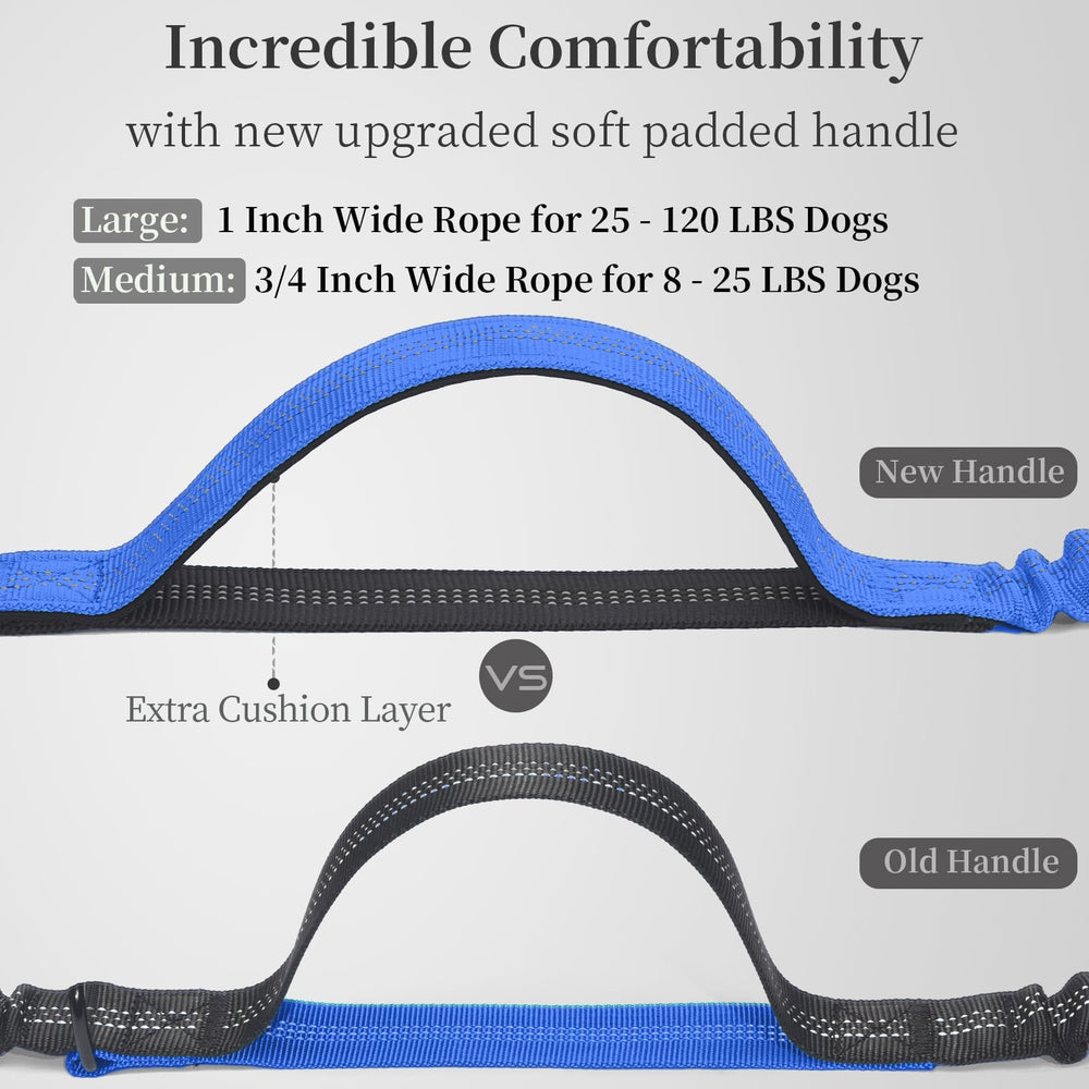 iYoShop durable bungee leash offers smooth give for easier runs.