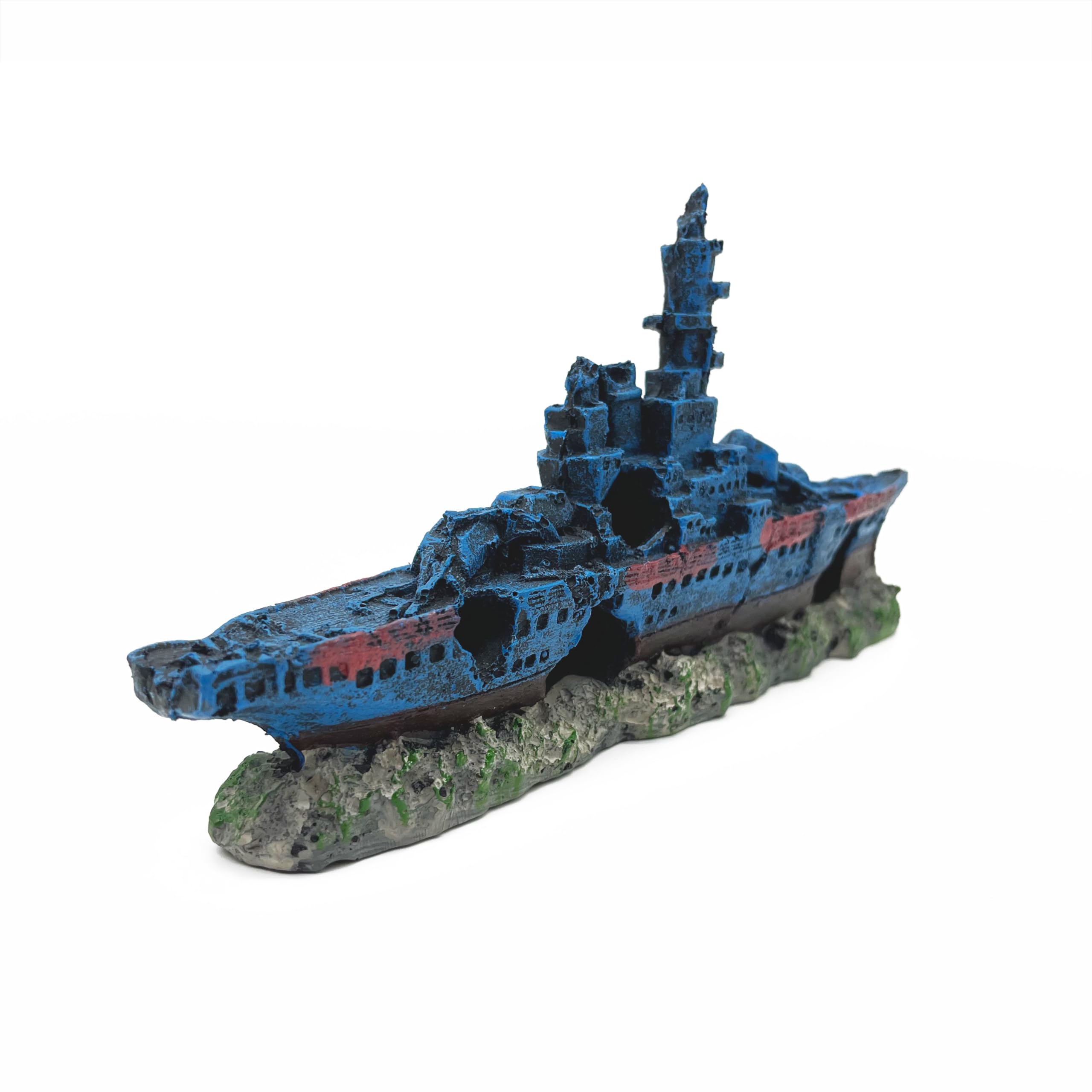 J-star shipwreck ornament integrated with tank rockwork for landscape realism