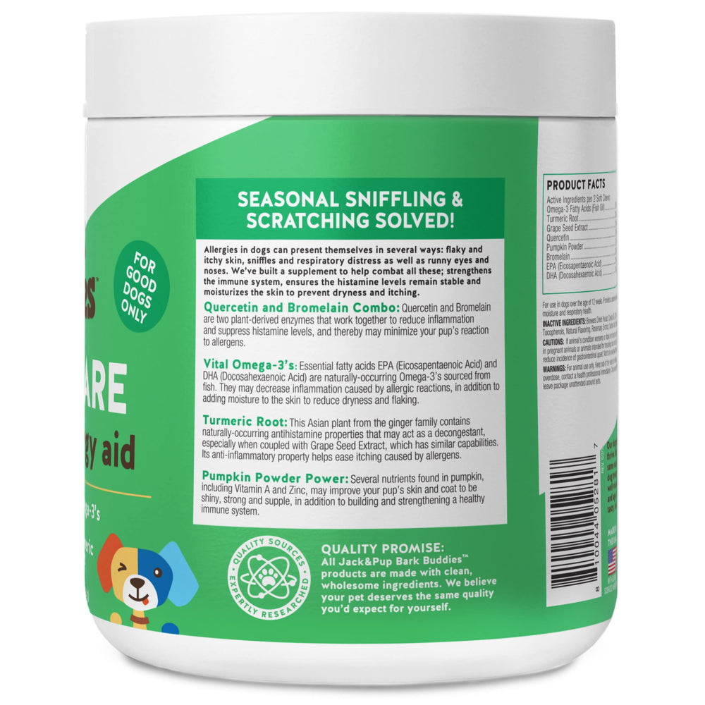 Jack&Pup certified facility logo confirms NASC and UL cGMP compliance.