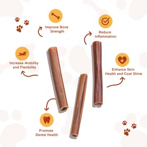 Jack&Pup collagen-stick close-up texture shows sturdy chew for aggressive chewers