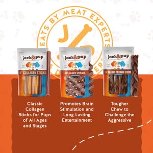 Jack&Pup dog chewing collagen stick demonstrates long-lasting chew