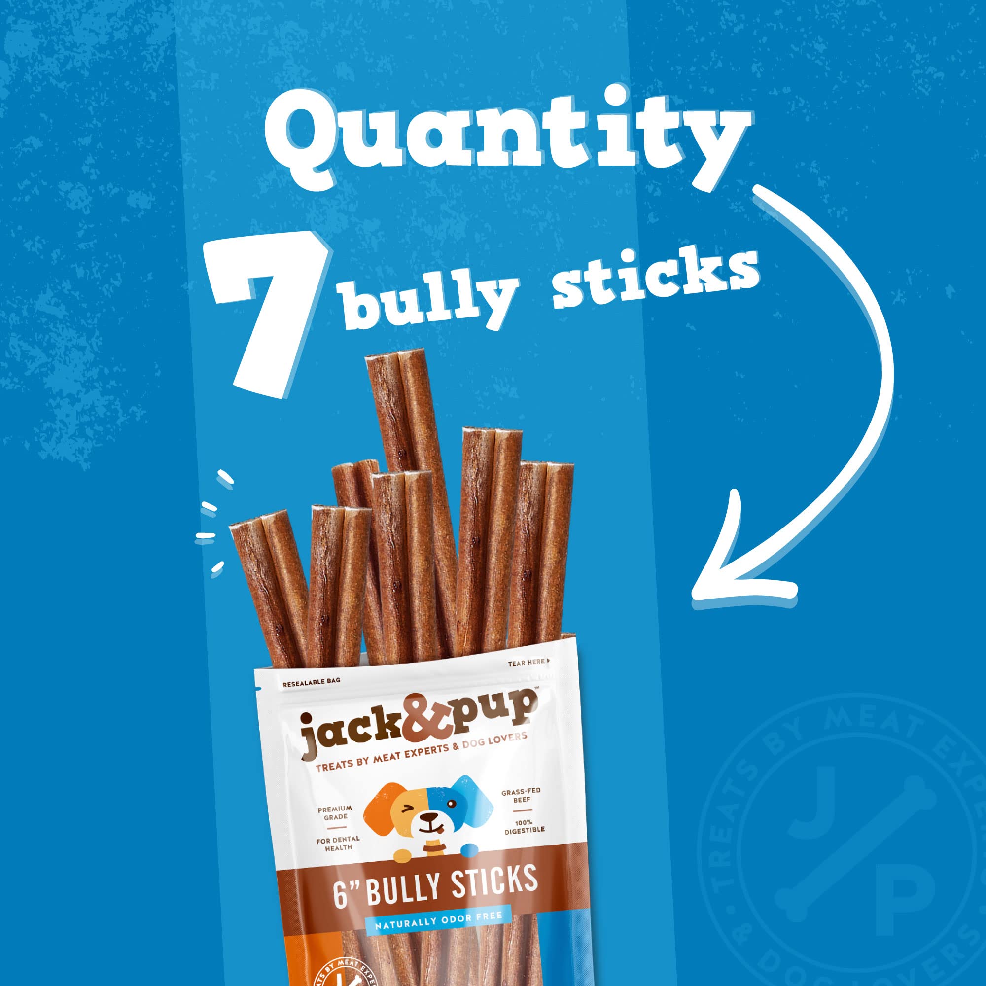 Jack&Pup premium grass-fed bully sticks provide a natural, wholesome chew for dogs.
