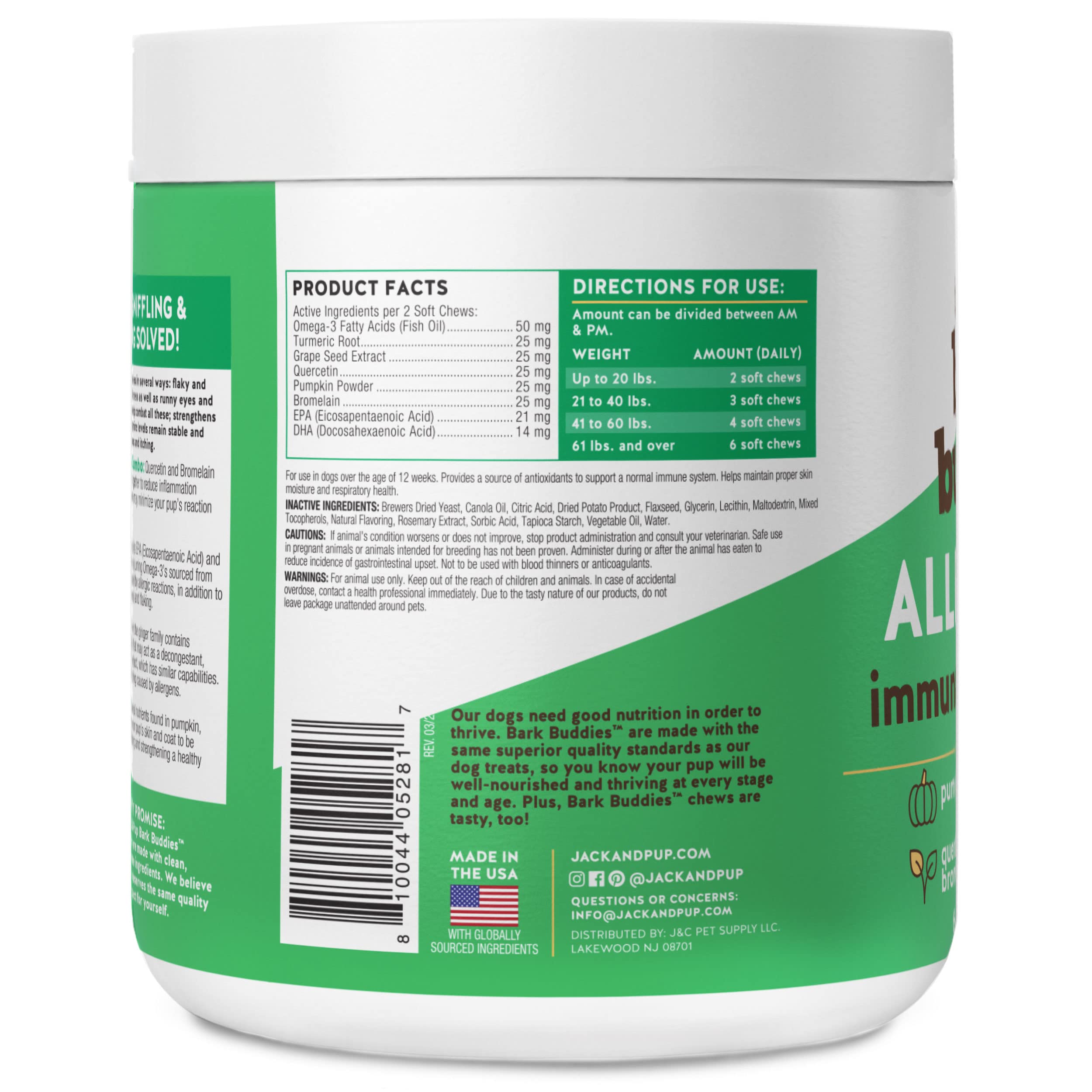 Jack&Pup pumpkin powder provides vitamins A and zinc for skin conditioning.
