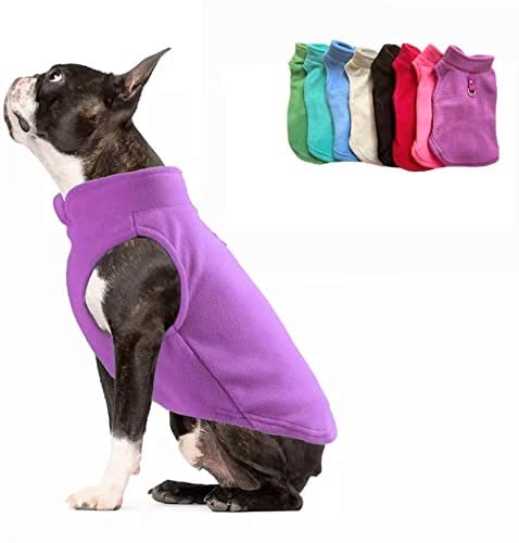 Jacko & Co fleece vest on a purple dog for warm outdoor walks
