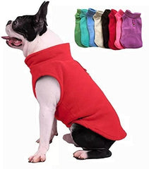 Jacko & Co fleece vest dog sweater red front view keeps small dogs warm