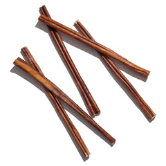 JackPup 12-inch bully sticks pack in hand demonstrates convenient five-pack