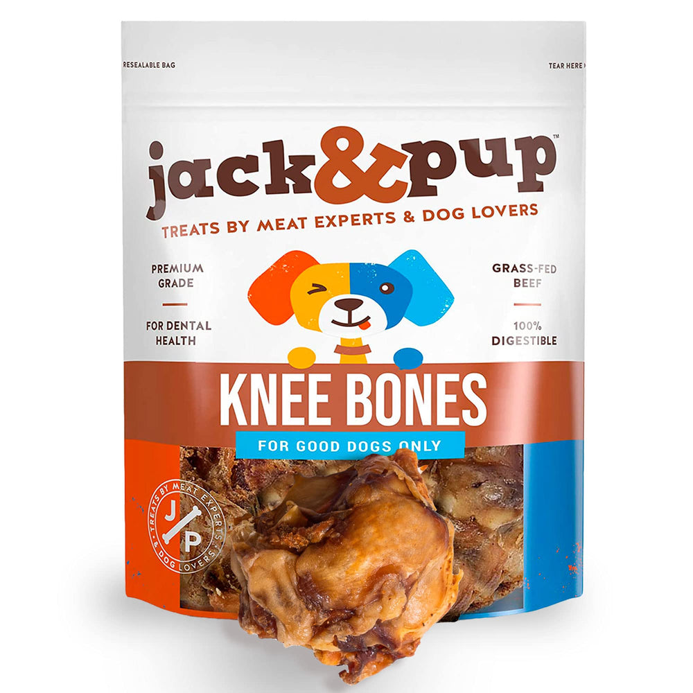 jackpup beef bones knee cap closeup shows long-lasting chew for large dogs.