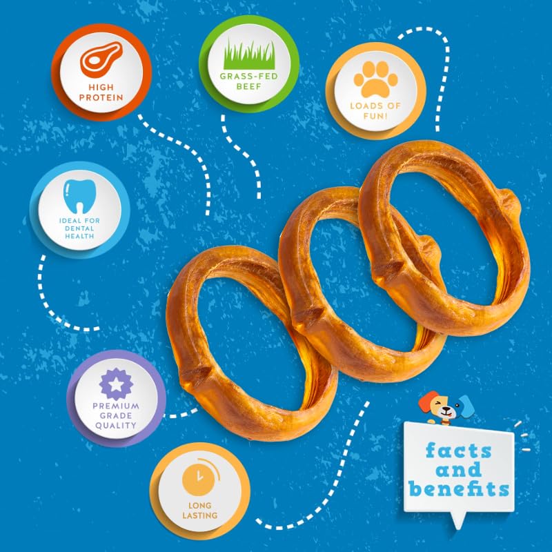 Jack&Pup Bully Rings 4-inch chew shown for extended dog chewing