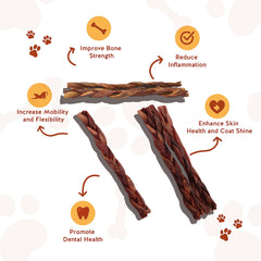 Jack&Pup dog chewing collagen stick demonstrates durable, long-lasting chew.