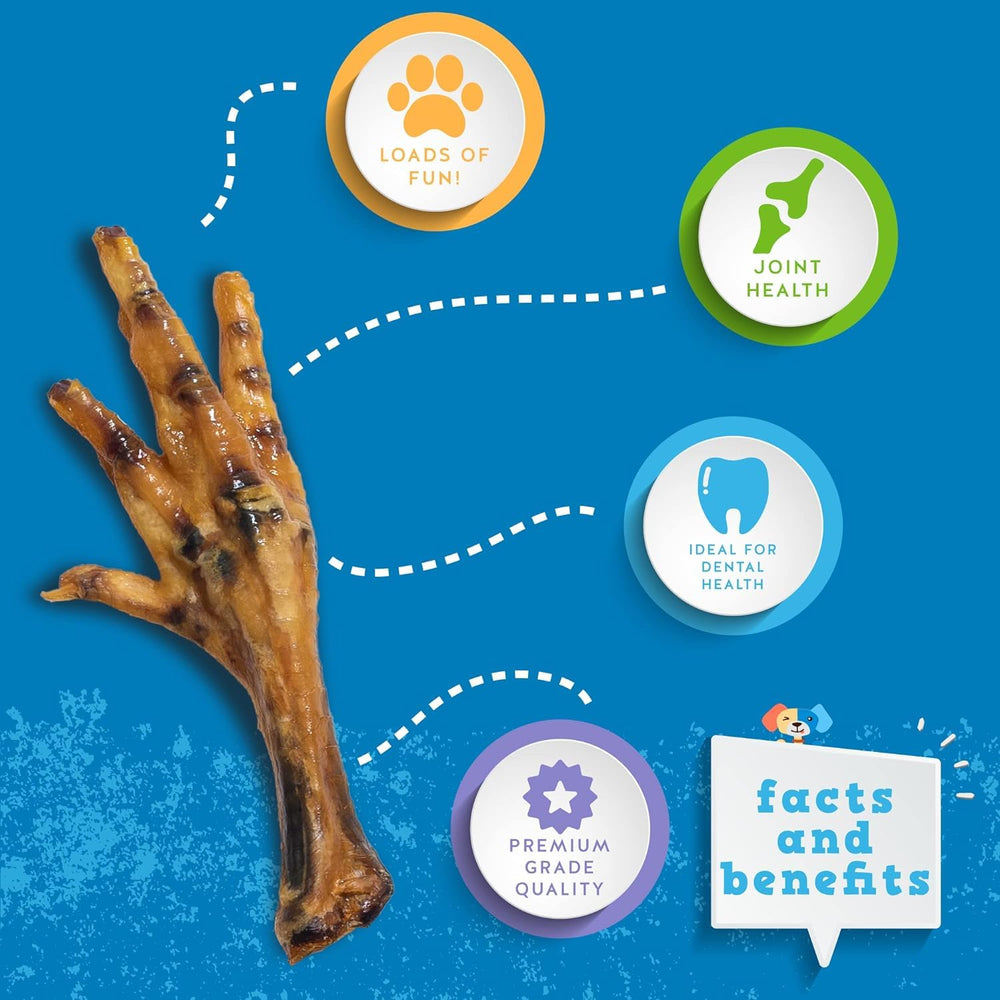 Jack&Pup dried chicken feet treats-crunch image demonstrates bite-sized protein snack