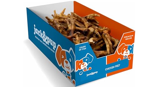 Jack&Pup dried chicken feet treats pack-front showing natural protein-rich snack for dogs