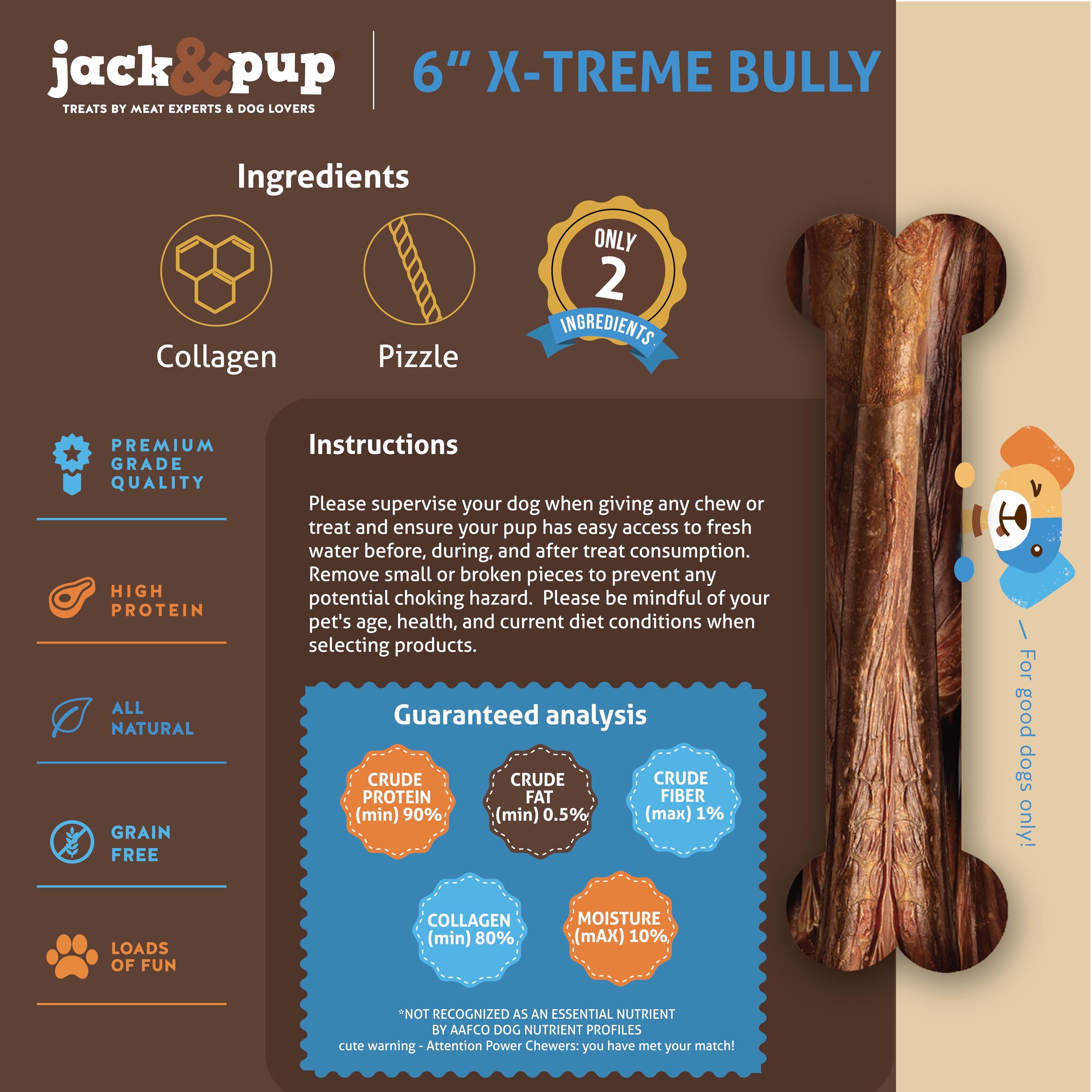 Jack&Pup grass-fed beef ingredients highlight a clean two-ingredient formula.