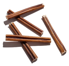 Jack&Pup odor-free bully stick close-up highlights mess-free chew.