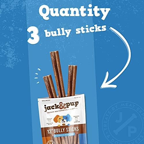 JackPup odor-free bully sticks close-up showing odorless chew